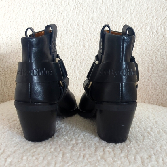 See by Chloe F Eddie Leather Western Ankle Boots - Picture 3 of 9